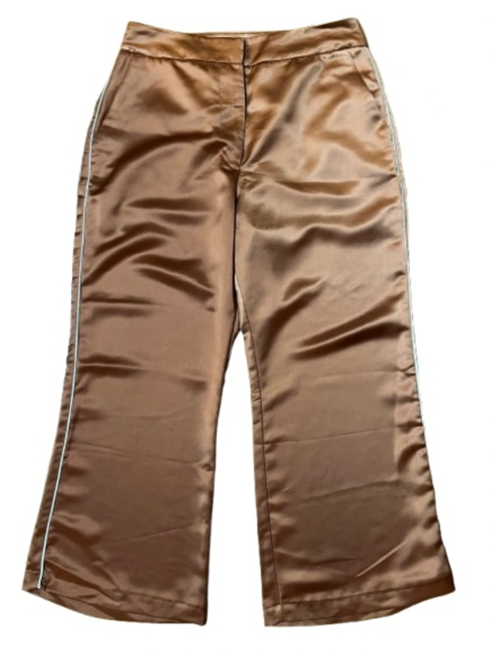 Jason Wu Satin Wide Leg Pants in Bronze with Side Stripe Size 6